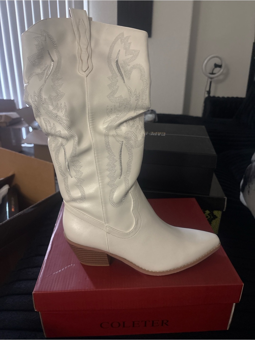 White Western Knee-High Boot - Women